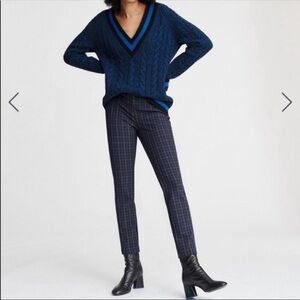 rag & bone Simone Plaid Ankle Pants Stretch Dark Academia Navy Black